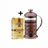 Подарочный набор Кофе молотый Tierra De Oro ESPRESSO, 453 гр и Френч-пресс МОККО, 600 мл